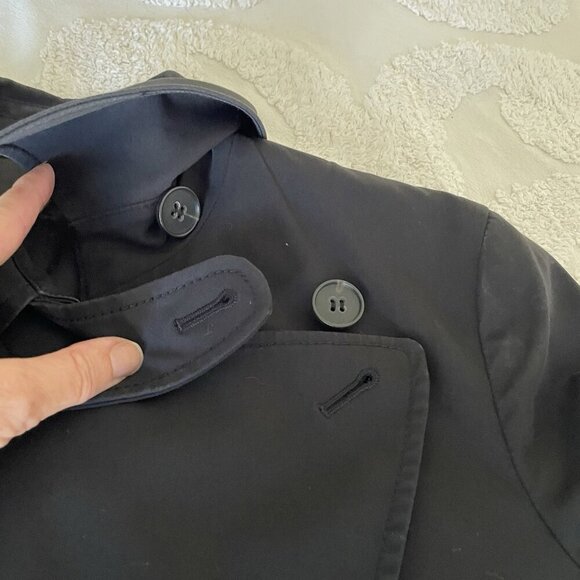 Theory Alexia Black Cotton Double Breasted Trench Coat Size M $565 - Picture 14 of 14